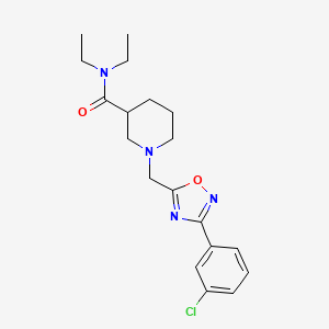 molecular formula C19H25ClN4O2 B3803662 1-{[3-(3-chlorophenyl)-1,2,4-oxadiazol-5-yl]methyl}-N,N-diethyl-3-piperidinecarboxamide 