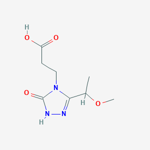 molecular formula C8H13N3O4 B3803663 3-[3-(1-methoxyethyl)-5-oxo-1,5-dihydro-4H-1,2,4-triazol-4-yl]propanoic acid 