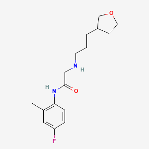 molecular formula C16H23FN2O2 B3803671 N-(4-fluoro-2-methylphenyl)-2-{[3-(tetrahydrofuran-3-yl)propyl]amino}acetamide 