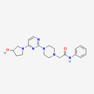 molecular formula C20H26N6O2 B3803693 2-{4-[4-(3-hydroxypyrrolidin-1-yl)pyrimidin-2-yl]piperazin-1-yl}-N-phenylacetamide 