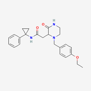 molecular formula C24H29N3O3 B3803695 2-[1-(4-ethoxybenzyl)-3-oxo-2-piperazinyl]-N-(1-phenylcyclopropyl)acetamide 