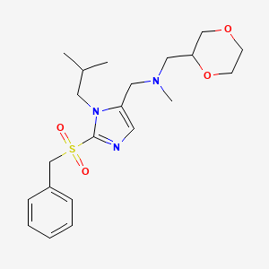 molecular formula C21H31N3O4S B3803701 1-[2-(benzylsulfonyl)-1-isobutyl-1H-imidazol-5-yl]-N-(1,4-dioxan-2-ylmethyl)-N-methylmethanamine 