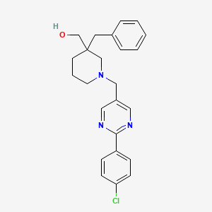 molecular formula C24H26ClN3O B3803714 (3-benzyl-1-{[2-(4-chlorophenyl)-5-pyrimidinyl]methyl}-3-piperidinyl)methanol 