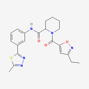 molecular formula C21H23N5O3S B3803719 1-[(3-ethyl-5-isoxazolyl)carbonyl]-N-[3-(5-methyl-1,3,4-thiadiazol-2-yl)phenyl]-2-piperidinecarboxamide 