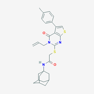 molecular formula C28H31N3O2S2 B380373 N-(1-adamantyl)-2-{[3-allyl-5-(4-methylphenyl)-4-oxo-3,4-dihydrothieno[2,3-d]pyrimidin-2-yl]sulfanyl}acetamide 