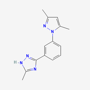 molecular formula C14H15N5 B3803738 5-[3-(3,5-dimethyl-1H-pyrazol-1-yl)phenyl]-3-methyl-1H-1,2,4-triazole 