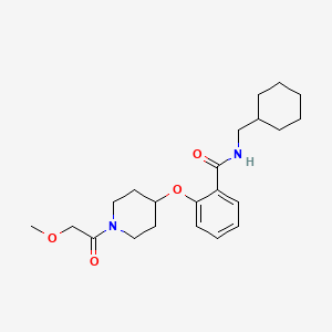 molecular formula C22H32N2O4 B3803755 N-(cyclohexylmethyl)-2-{[1-(methoxyacetyl)-4-piperidinyl]oxy}benzamide 