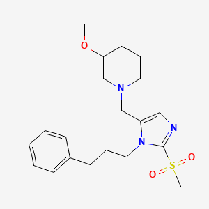 molecular formula C20H29N3O3S B3803757 3-methoxy-1-{[2-(methylsulfonyl)-1-(3-phenylpropyl)-1H-imidazol-5-yl]methyl}piperidine 