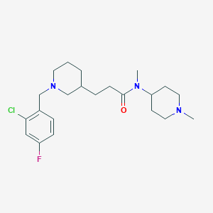 molecular formula C22H33ClFN3O B3803758 3-[1-(2-chloro-4-fluorobenzyl)-3-piperidinyl]-N-methyl-N-(1-methyl-4-piperidinyl)propanamide 