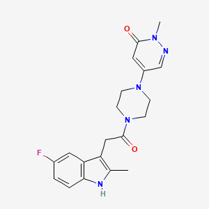 molecular formula C20H22FN5O2 B3803764 5-{4-[(5-fluoro-2-methyl-1H-indol-3-yl)acetyl]-1-piperazinyl}-2-methyl-3(2H)-pyridazinone 