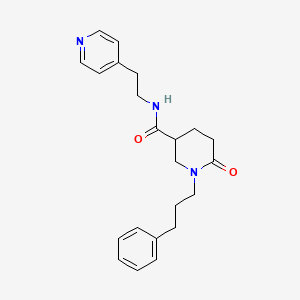 molecular formula C22H27N3O2 B3803765 6-oxo-1-(3-phenylpropyl)-N-[2-(4-pyridinyl)ethyl]-3-piperidinecarboxamide 