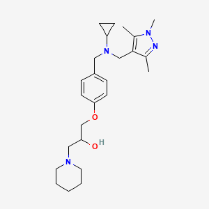 molecular formula C25H38N4O2 B3803769 1-[4-({cyclopropyl[(1,3,5-trimethyl-1H-pyrazol-4-yl)methyl]amino}methyl)phenoxy]-3-(1-piperidinyl)-2-propanol 