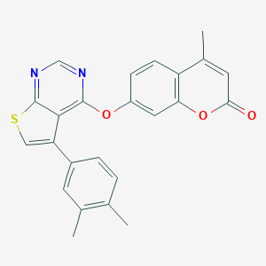 molecular formula C24H18N2O3S B380378 7-{[5-(3,4-dimethylphenyl)thieno[2,3-d]pyrimidin-4-yl]oxy}-4-methyl-2H-chromen-2-one 
