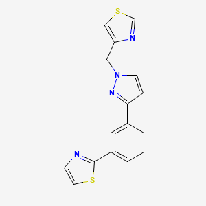 molecular formula C16H12N4S2 B3803784 2-{3-[1-(1,3-thiazol-4-ylmethyl)-1H-pyrazol-3-yl]phenyl}-1,3-thiazole 