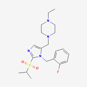 molecular formula C20H29FN4O2S B3803789 1-ethyl-4-{[1-(2-fluorobenzyl)-2-(isopropylsulfonyl)-1H-imidazol-5-yl]methyl}piperazine 
