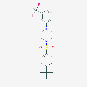 molecular formula C21H25F3N2O2S B380379 1-((4-(Tert-butyl)phenyl)sulfonyl)-4-(3-(trifluoromethyl)phenyl)piperazine CAS No. 315692-42-3