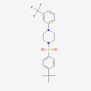 molecular formula C21H25F3N2O2S B380379 1-((4-(叔丁基)苯基)磺酰基)-4-(3-(三氟甲基)苯基)哌嗪 CAS No. 315692-42-3