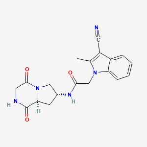 molecular formula C19H19N5O3 B3803797 2-(3-cyano-2-methyl-1H-indol-1-yl)-N-[(7R,8aS)-1,4-dioxooctahydropyrrolo[1,2-a]pyrazin-7-yl]acetamide 