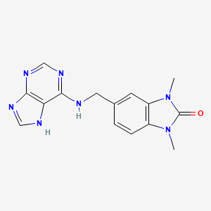 molecular formula C15H15N7O B3803804 1,3-dimethyl-5-[(9H-purin-6-ylamino)methyl]-1,3-dihydro-2H-benzimidazol-2-one 