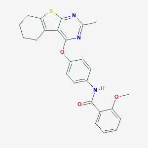 molecular formula C25H23N3O3S B380382 2-methoxy-N-{4-[(2-methyl-5,6,7,8-tetrahydro[1]benzothieno[2,3-d]pyrimidin-4-yl)oxy]phenyl}benzamide 