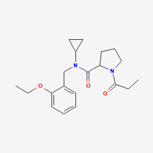 molecular formula C20H28N2O3 B3803838 N-cyclopropyl-N-(2-ethoxybenzyl)-1-propionylpyrrolidine-2-carboxamide 