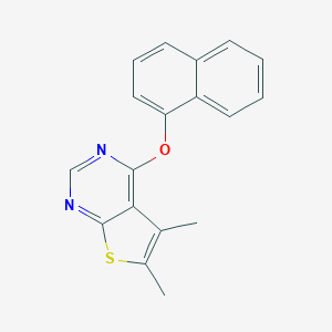 molecular formula C18H14N2OS B380384 5,6-Dimethyl-4-(naphthalen-1-yloxy)thieno[2,3-d]pyrimidine CAS No. 315692-47-8