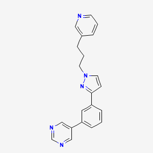molecular formula C21H19N5 B3803856 5-(3-{1-[3-(3-pyridinyl)propyl]-1H-pyrazol-3-yl}phenyl)pyrimidine 