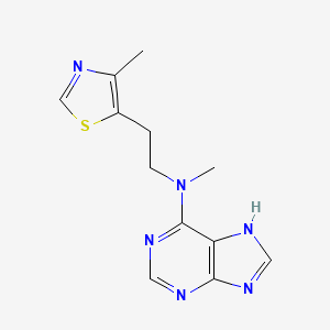molecular formula C12H14N6S B3803858 N-methyl-N-[2-(4-methyl-1,3-thiazol-5-yl)ethyl]-9H-purin-6-amine 