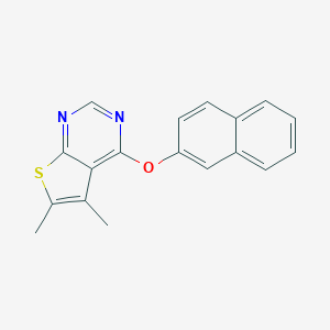 molecular formula C18H14N2OS B380387 5,6-Dimethyl-4-(2-naphthyloxy)thieno[2,3-d]pyrimidine CAS No. 315692-48-9