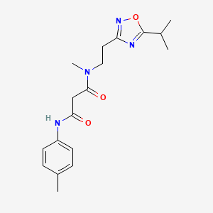 molecular formula C18H24N4O3 B3803874 N-[2-(5-isopropyl-1,2,4-oxadiazol-3-yl)ethyl]-N-methyl-N'-(4-methylphenyl)malonamide 