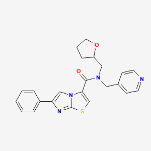 molecular formula C23H22N4O2S B3803877 6-phenyl-N-(4-pyridinylmethyl)-N-(tetrahydro-2-furanylmethyl)imidazo[2,1-b][1,3]thiazole-3-carboxamide 