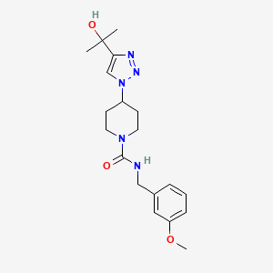 molecular formula C19H27N5O3 B3803878 4-[4-(1-hydroxy-1-methylethyl)-1H-1,2,3-triazol-1-yl]-N-(3-methoxybenzyl)-1-piperidinecarboxamide 