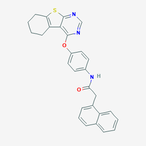 molecular formula C28H23N3O2S B380389 2-(1-naphthyl)-N-[4-(5,6,7,8-tetrahydro[1]benzothieno[2,3-d]pyrimidin-4-yloxy)phenyl]acetamide CAS No. 315692-52-5