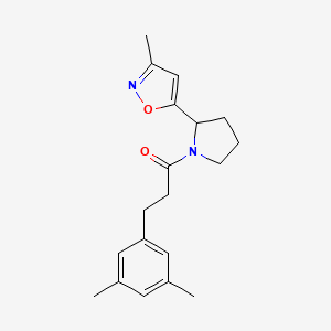 molecular formula C19H24N2O2 B3803895 5-{1-[3-(3,5-dimethylphenyl)propanoyl]pyrrolidin-2-yl}-3-methylisoxazole 