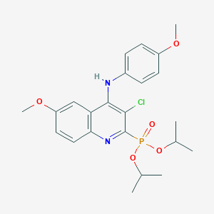 molecular formula C23H28ClN2O5P B380395 Diisopropyl {3-chloro-6-methoxy-4-[(4-methoxyphenyl)amino]-2-quinolinyl}phosphonate 