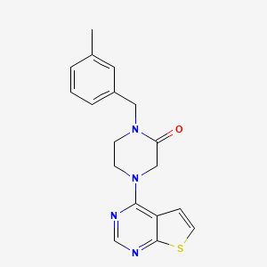 molecular formula C18H18N4OS B3803951 1-(3-methylbenzyl)-4-thieno[2,3-d]pyrimidin-4-yl-2-piperazinone 
