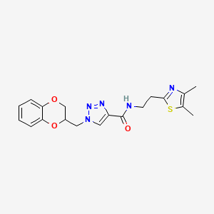 molecular formula C19H21N5O3S B3803953 1-(2,3-dihydro-1,4-benzodioxin-2-ylmethyl)-N-[2-(4,5-dimethyl-1,3-thiazol-2-yl)ethyl]-1H-1,2,3-triazole-4-carboxamide 