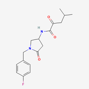 molecular formula C17H21FN2O3 B3803961 N-[1-(4-fluorobenzyl)-5-oxo-3-pyrrolidinyl]-4-methyl-2-oxopentanamide 