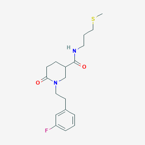 molecular formula C18H25FN2O2S B3803966 1-[2-(3-fluorophenyl)ethyl]-N-[3-(methylthio)propyl]-6-oxo-3-piperidinecarboxamide 