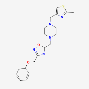 molecular formula C19H23N5O2S B3803968 1-[(2-methyl-1,3-thiazol-4-yl)methyl]-4-{[3-(phenoxymethyl)-1,2,4-oxadiazol-5-yl]methyl}piperazine 
