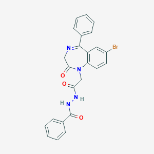 molecular formula C24H19BrN4O3 B380398 Benzoic acid,N'-[2-(7-bromo-2-oxo-5-phenyl-2,3-dihydro-benzo[e] [1,4]diazepin-1-yl)-acetyl]-hydrazide 