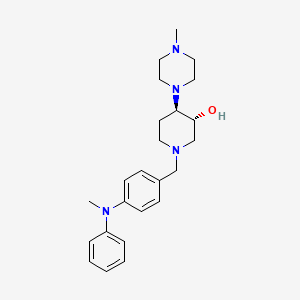 molecular formula C24H34N4O B3803991 (3R*,4R*)-1-{4-[methyl(phenyl)amino]benzyl}-4-(4-methyl-1-piperazinyl)-3-piperidinol 