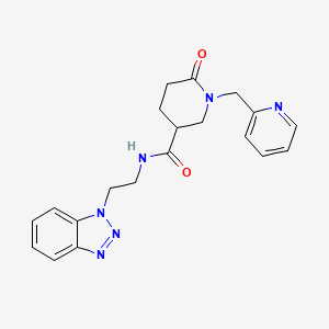 molecular formula C20H22N6O2 B3804018 N-[2-(1H-1,2,3-benzotriazol-1-yl)ethyl]-6-oxo-1-(2-pyridinylmethyl)-3-piperidinecarboxamide 