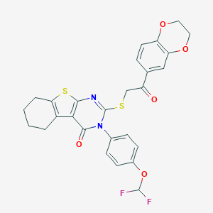 3-[4-(difluoromethoxy)phenyl]-2-{[2-(2,3-dihydro-1,4-benzodioxin-6-yl)-2-oxoethyl]sulfanyl}-5,6,7,8-tetrahydro[1]benzothieno[2,3-d]pyrimidin-4(3H)-one