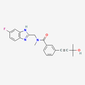 molecular formula C21H20FN3O2 B3804041 N-[(6-fluoro-1H-benzimidazol-2-yl)methyl]-3-(3-hydroxy-3-methylbut-1-yn-1-yl)-N-methylbenzamide 