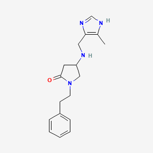 molecular formula C17H22N4O B3804048 4-{[(4-methyl-1H-imidazol-5-yl)methyl]amino}-1-(2-phenylethyl)-2-pyrrolidinone 