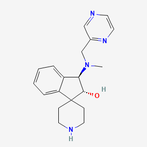 molecular formula C19H24N4O B3804060 rel-(2R,3R)-3-[methyl(2-pyrazinylmethyl)amino]-2,3-dihydrospiro[indene-1,4'-piperidin]-2-ol bis(trifluoroacetate) (salt) 