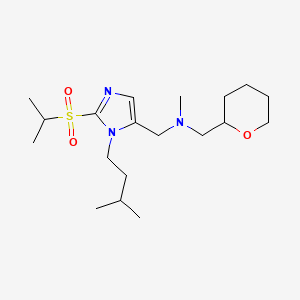 molecular formula C19H35N3O3S B3804062 1-[2-(isopropylsulfonyl)-1-(3-methylbutyl)-1H-imidazol-5-yl]-N-methyl-N-(tetrahydro-2H-pyran-2-ylmethyl)methanamine 