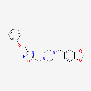 molecular formula C22H24N4O4 B3804077 1-(1,3-benzodioxol-5-ylmethyl)-4-{[3-(phenoxymethyl)-1,2,4-oxadiazol-5-yl]methyl}piperazine 