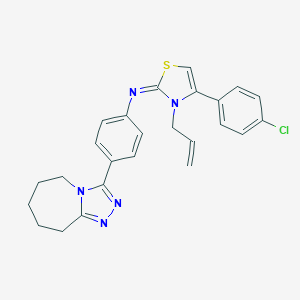 molecular formula C25H24ClN5S B380410 N-(3-allyl-4-(4-chlorophenyl)-1,3-thiazol-2(3H)-ylidene)-N-[4-(6,7,8,9-tetrahydro-5H-[1,2,4]triazolo[4,3-a]azepin-3-yl)phenyl]amine 